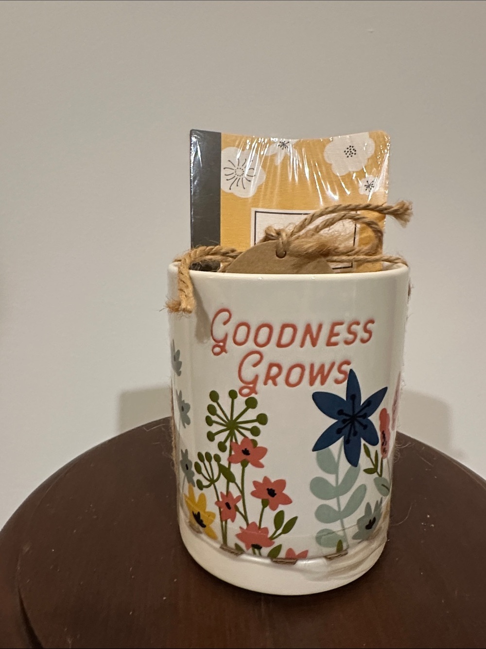 Demdaco White Ceramic Planter with Multicolor Floral Design